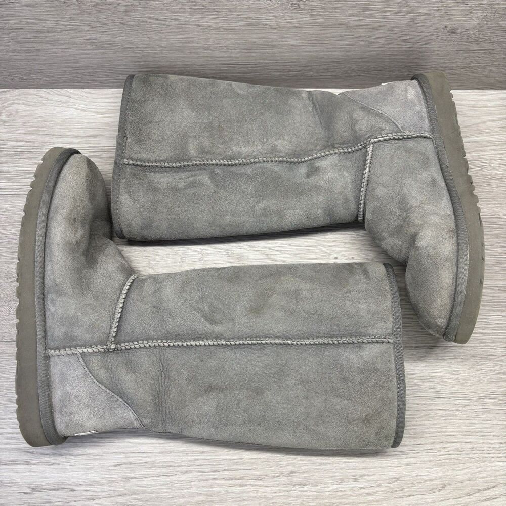 UGG Australia Women's Size 7 Shearling Boots Suede Classic Tall 5815 Gray - Picture 10 of 11